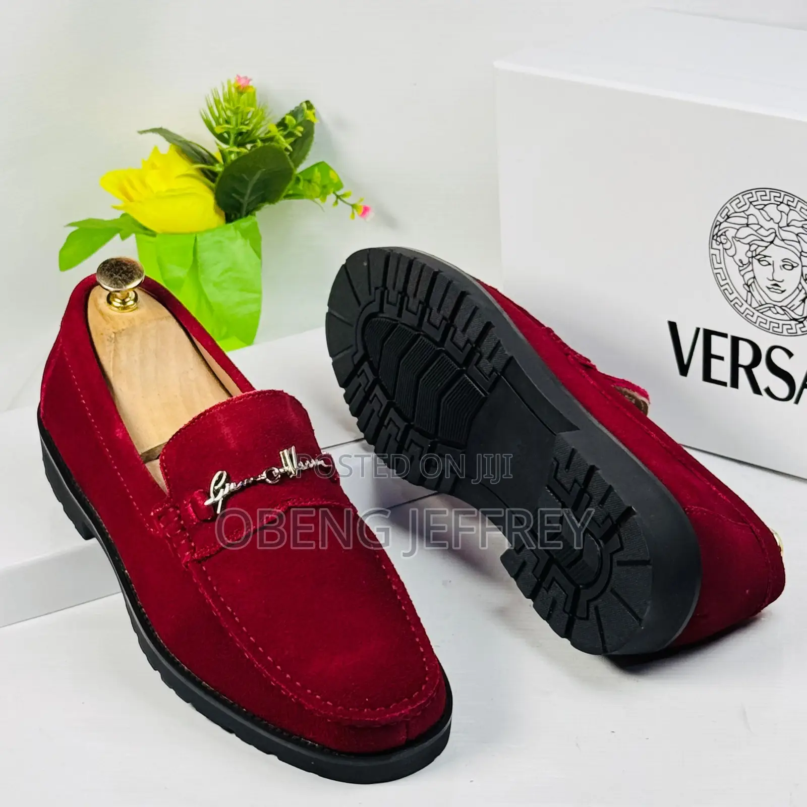 Original Versace Suede Vibrant Red Men’s Loafer