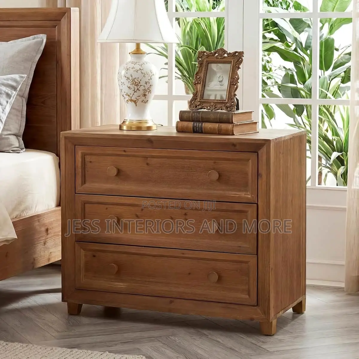 Nightstand With 3 Drawers, 31.5 Inch Wide