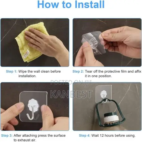 Heavy Duty Self Adhesive Hooks Transparent Waterproof Sticky Hooks