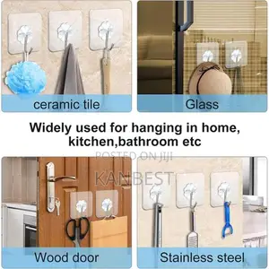 Heavy Duty Self Adhesive Hooks Transparent Waterproof Sticky Hooks