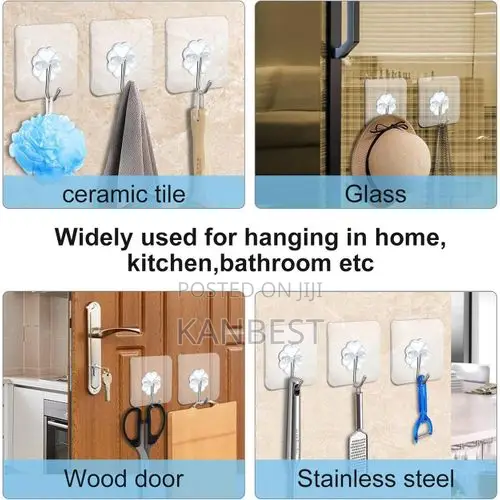 Heavy Duty Self Adhesive Hooks Transparent Waterproof Sticky Hooks
