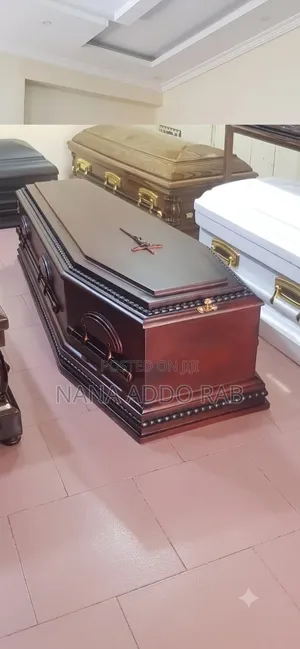 Classic Stain Coffin With Free Cross With Good Interior and Pillow