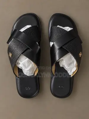 Black Single Weave Cross Sandals for Men