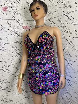 A Matching Skirt and Top and a Flashy Mini Dress (A Package)