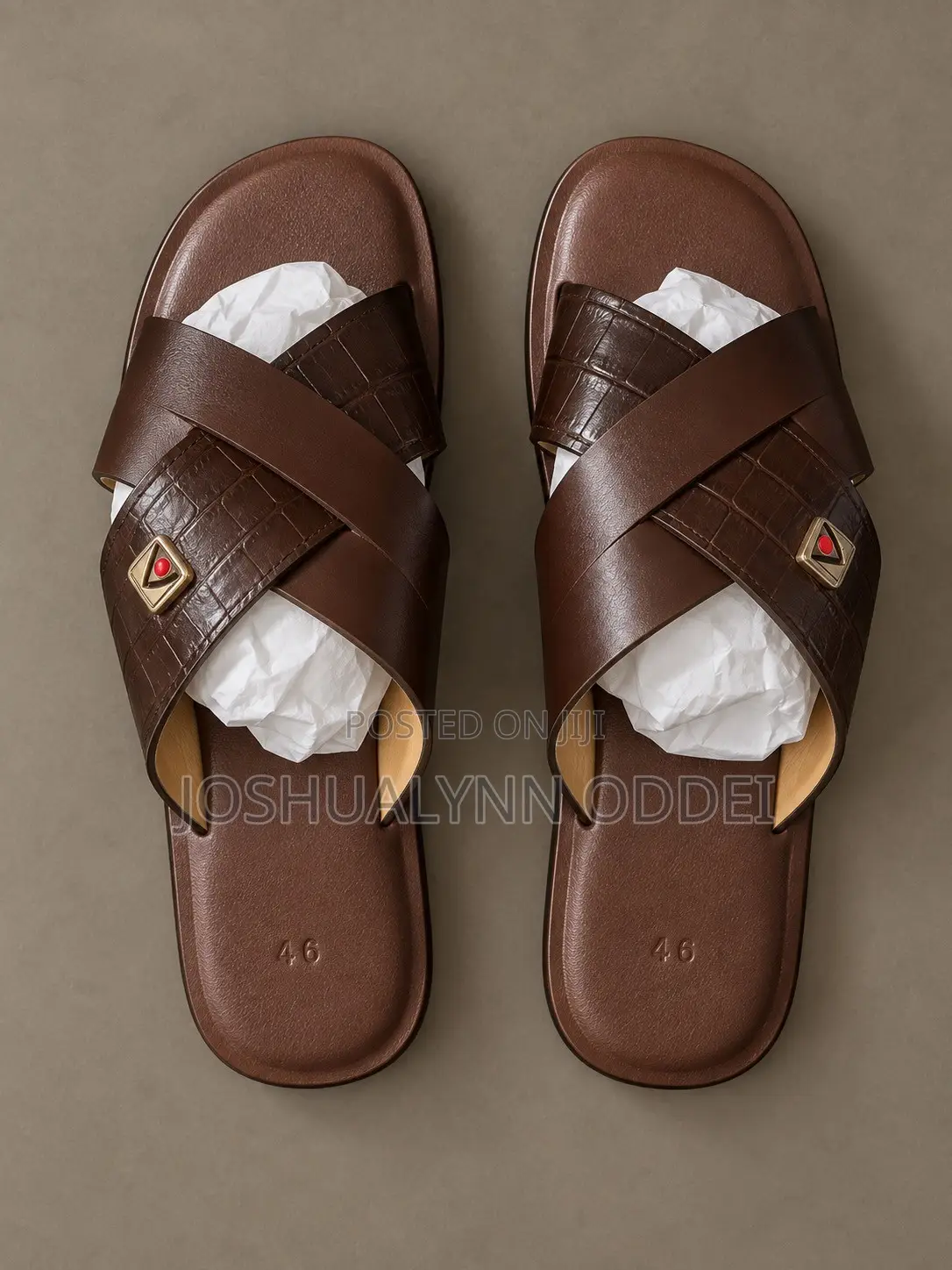 Beautiful Light Brown Cross Sandals for Men .
