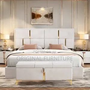 King Size Bed Frame With Mattress Side Drawers and Ottoman