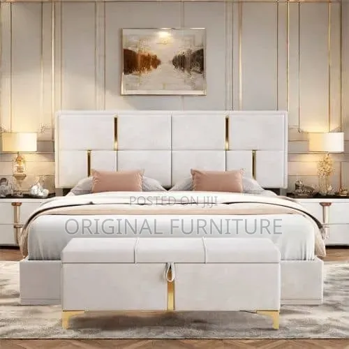 King Size Bed Frame With Mattress Side Drawers and Ottoman