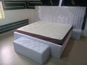King Size Bed Frame With Mattress Side Drawers and Ottoman