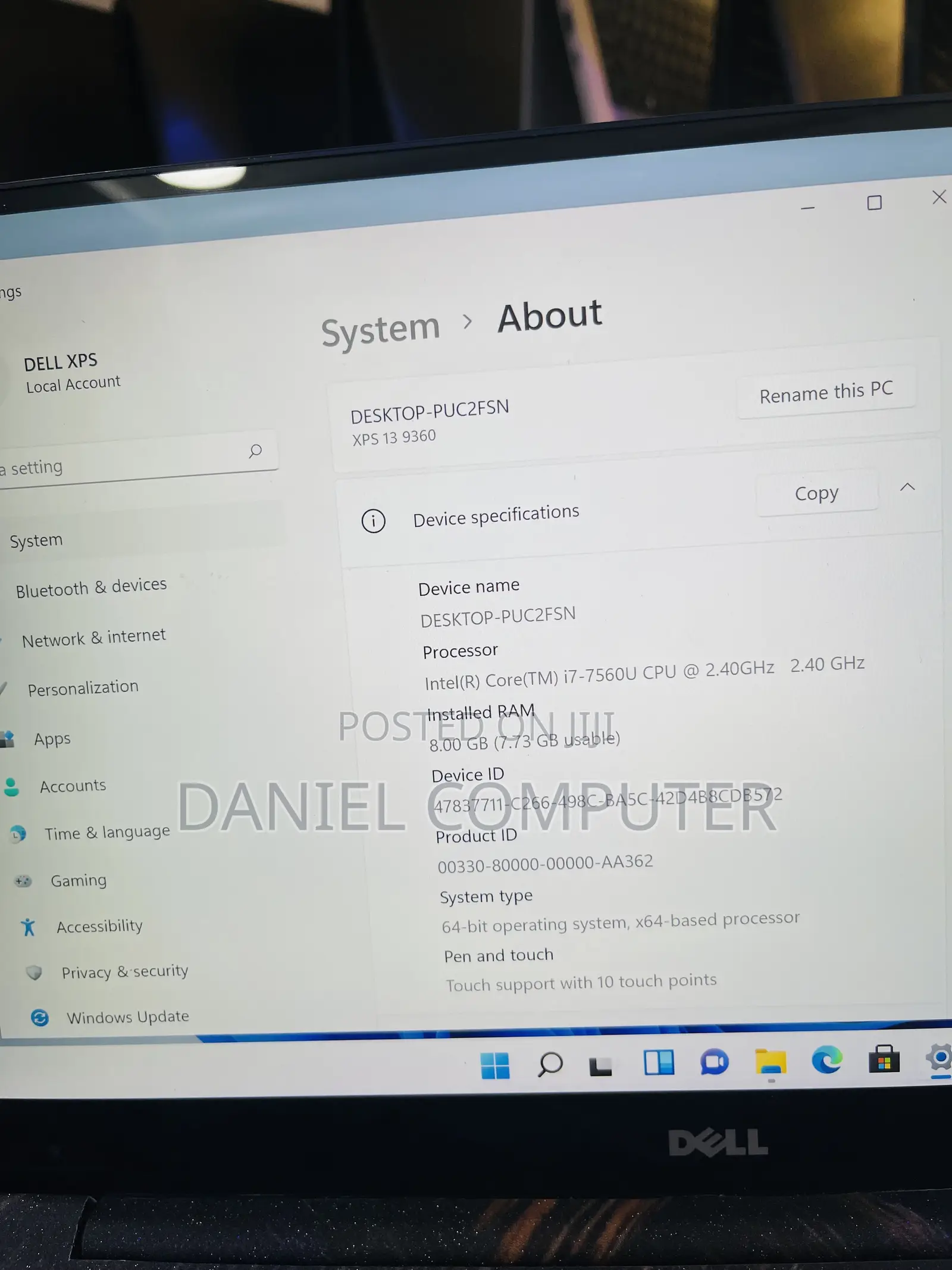 Laptop Dell XPS 13 8GB Intel Core i7 SSD 256GB