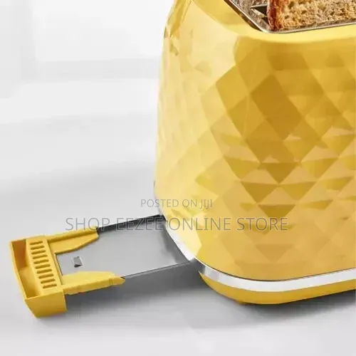 Yellow Diamond Textured Kettle + Matching 2-Slice Toaster Set