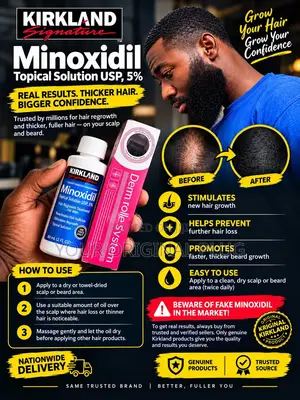 Kirkland Minoxidil 5% Extra Strength + Derma Roller, Hair Growth Combo
