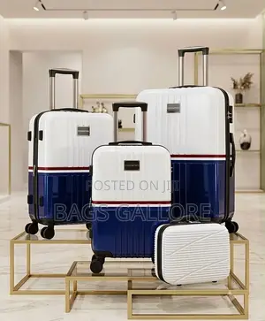 White and Blue Mixed Luggage