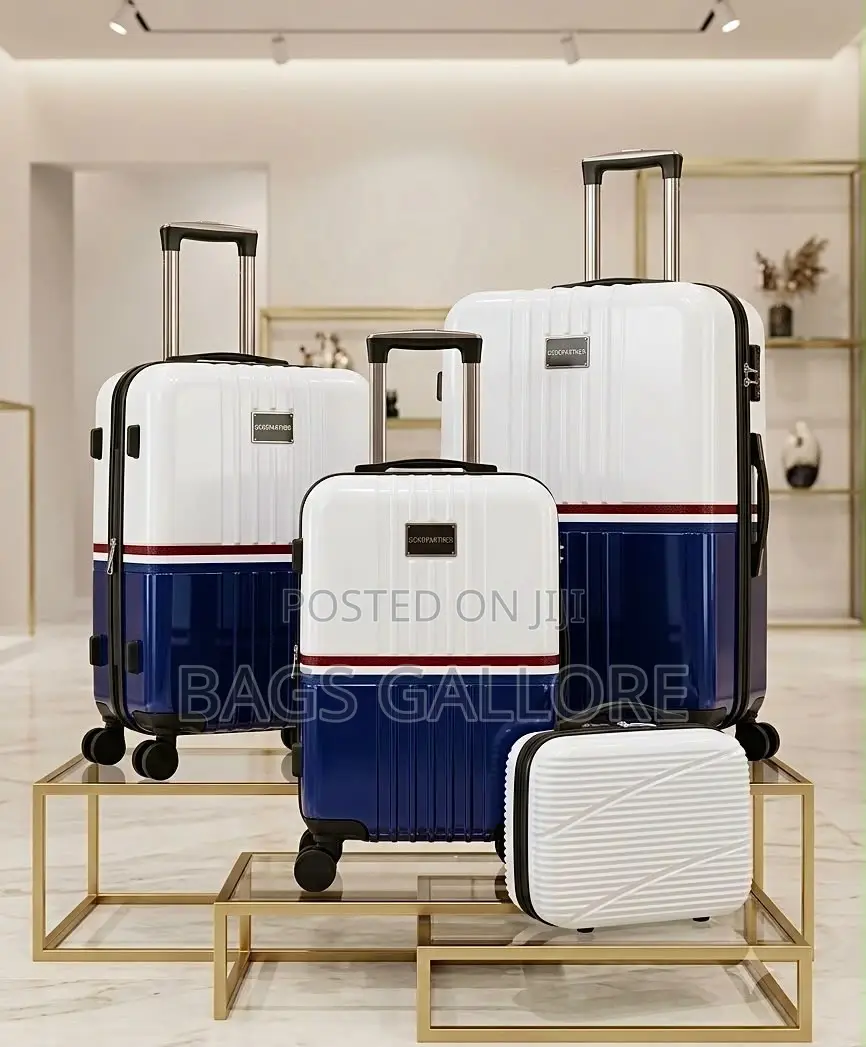 White and Blue Mixed Luggage
