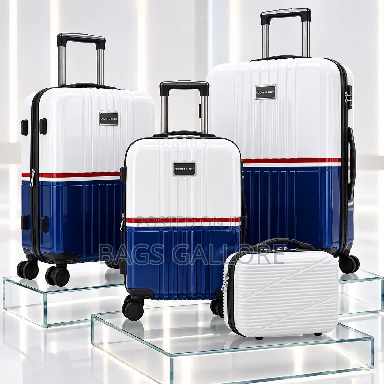 White and Blue Mixed Luggage