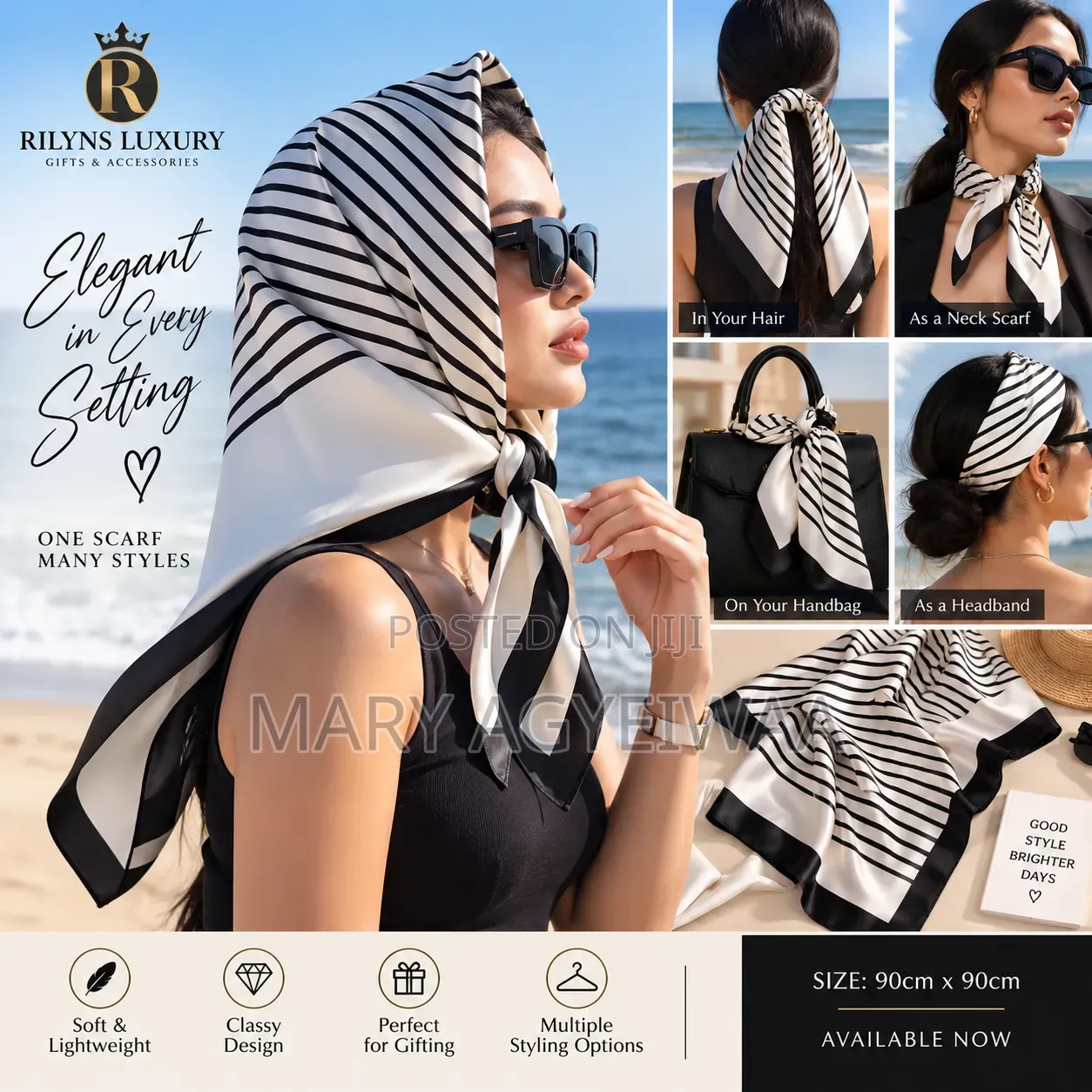 Elegant Silk Scarf for Women – Multipurpose Fashion Scarf