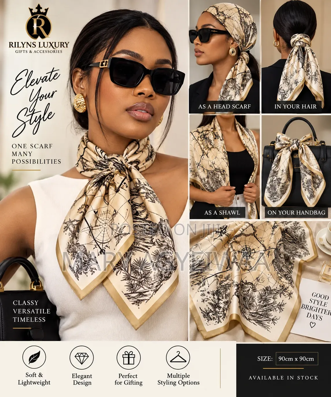 Elegant Silk Scarf for Women – Multipurpose Fashion Scarf