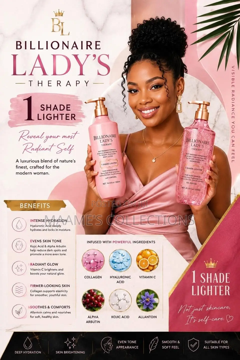 Billionaire Lady's Therapy 1 Shade Lighter Body Lotion and Shower Gel.