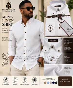 Men’s Premium Linen Shirt – Long Sleeve Button Down