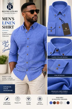 Men’s Premium Linen Shirt – Long Sleeve Button Down