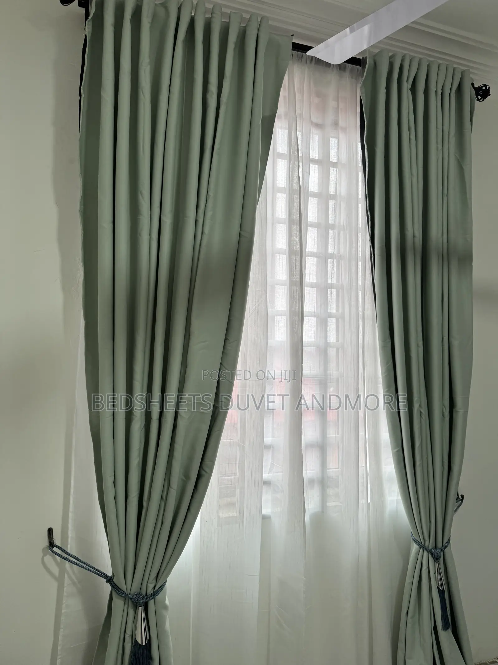 Mint Green Ringless Curtains