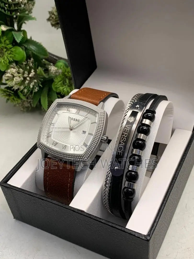 Fossil Watch and Bracelet Gift Set for Men