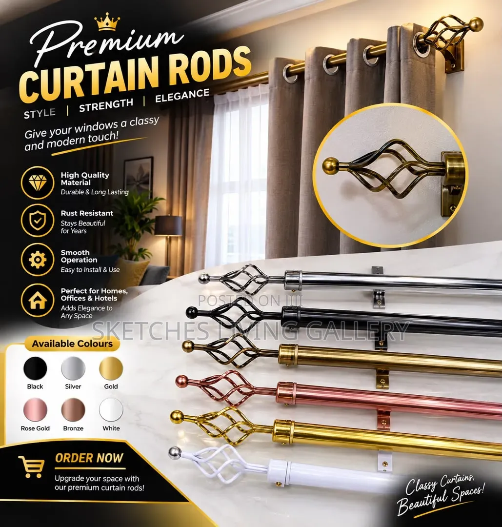 300cm Curtain Rod. Other Sizes Colours Also Available