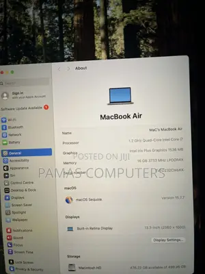Laptop Apple MacBook Air 2020 16GB Intel Core i7 SSD 512GB