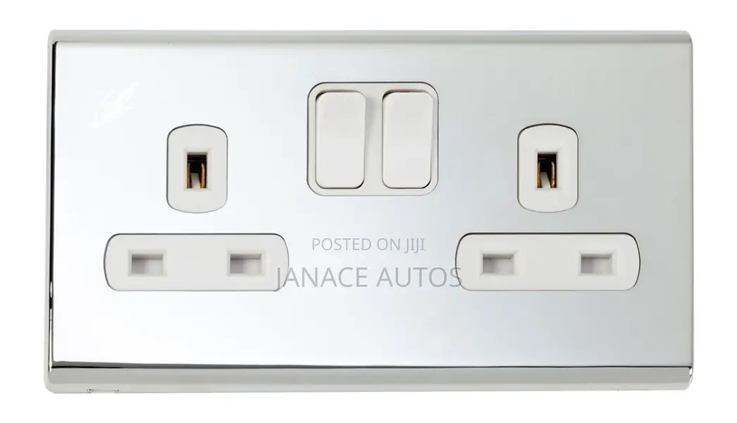 Deta 8632CHW Slimline Screwless 2 Gang 13A Switch Socket Chrome White