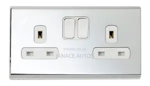 Deta 8632CHW Slimline Screwless 2 Gang 13A Switch Socket Chrome White