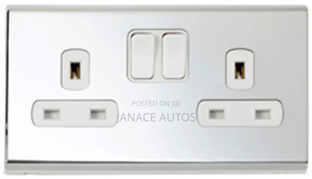 Deta 8632CHW Slimline Screwless 2 Gang 13A Switch Socket Chrome White