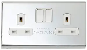 Deta 8632CHW Slimline Screwless 2 Gang 13A Switch Socket Chrome White