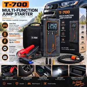 T-700 Multi-Function Jump Starter Tyre Inflator – 20,000mAh