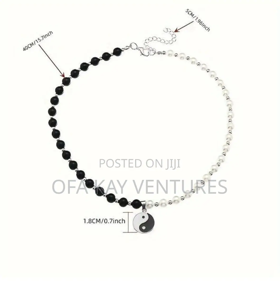 Ying Yang Necklace Black/White