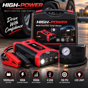 HIGH-POWER Multi-Function Jump Starter—1000A Peak 150 PSI Compressor