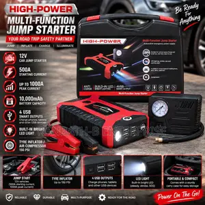 HIGH-POWER Multi-Function Jump Starter—1000A Peak 150 PSI Compressor