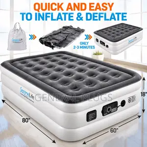 Plush Original Tough Inflatable Air Mattress With Automatic Pump