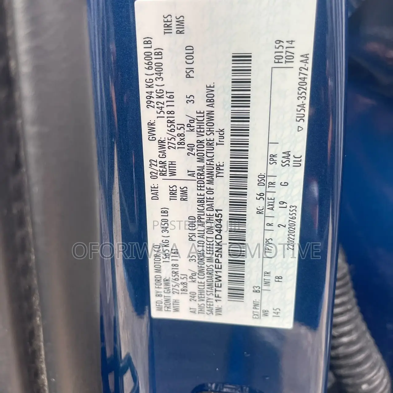 Ford F-150 2022 Blue