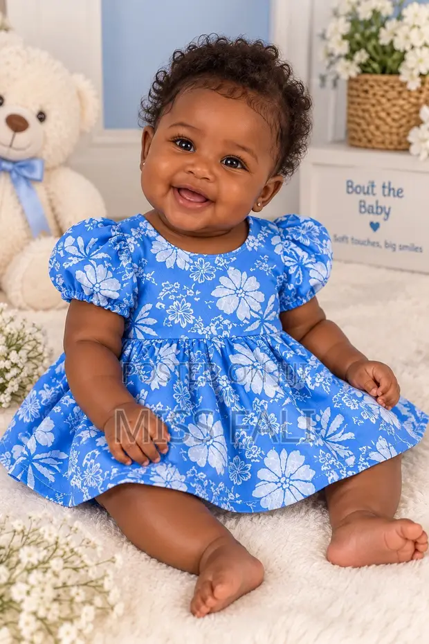 Blue Blossom Baby Dress. 6-9Months