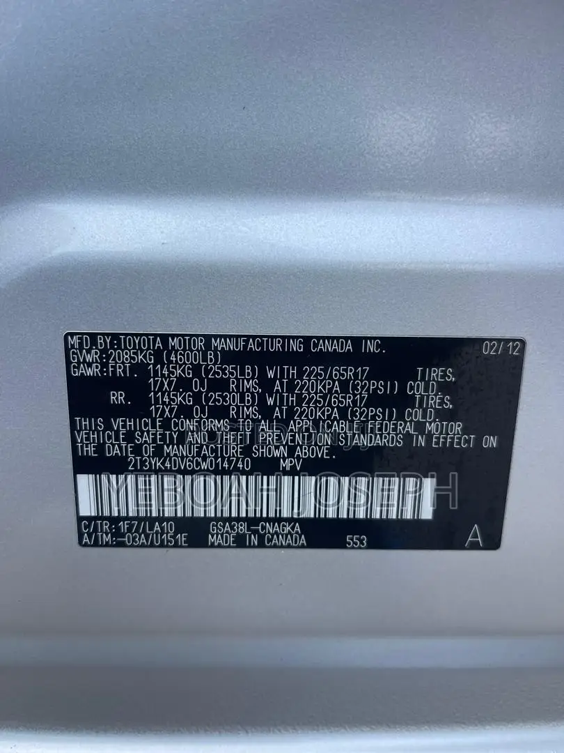 Toyota RAV4 3.5 Limited 4x4 2012 Silver
