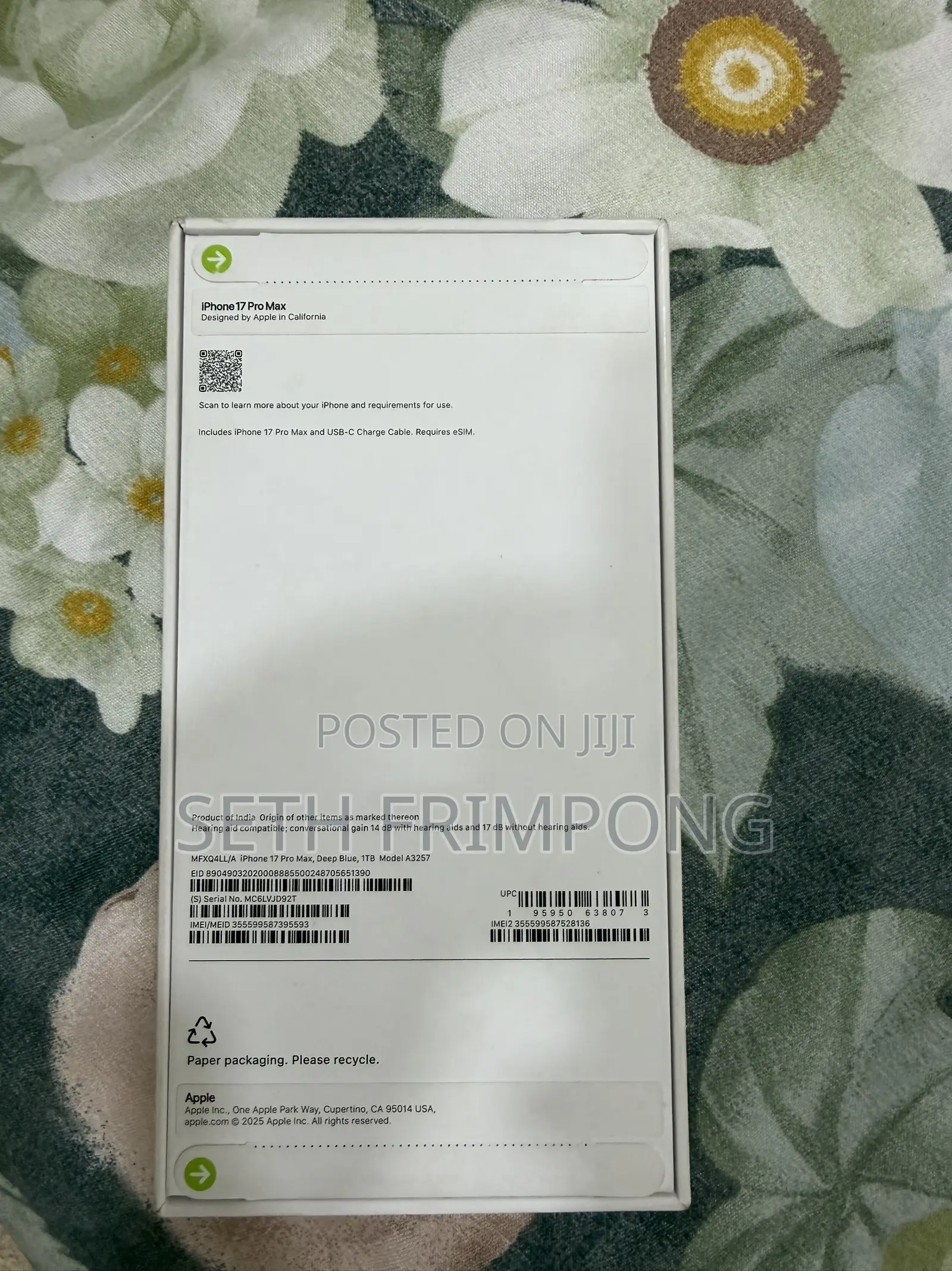 New Apple iPhone 17 Pro Max 1 TB Blue