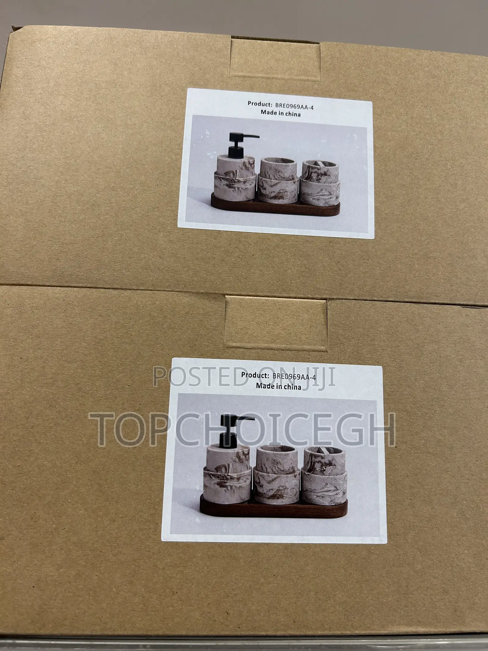 Modern Stone Effect Soap Dispenser Tumbler Set With Tray