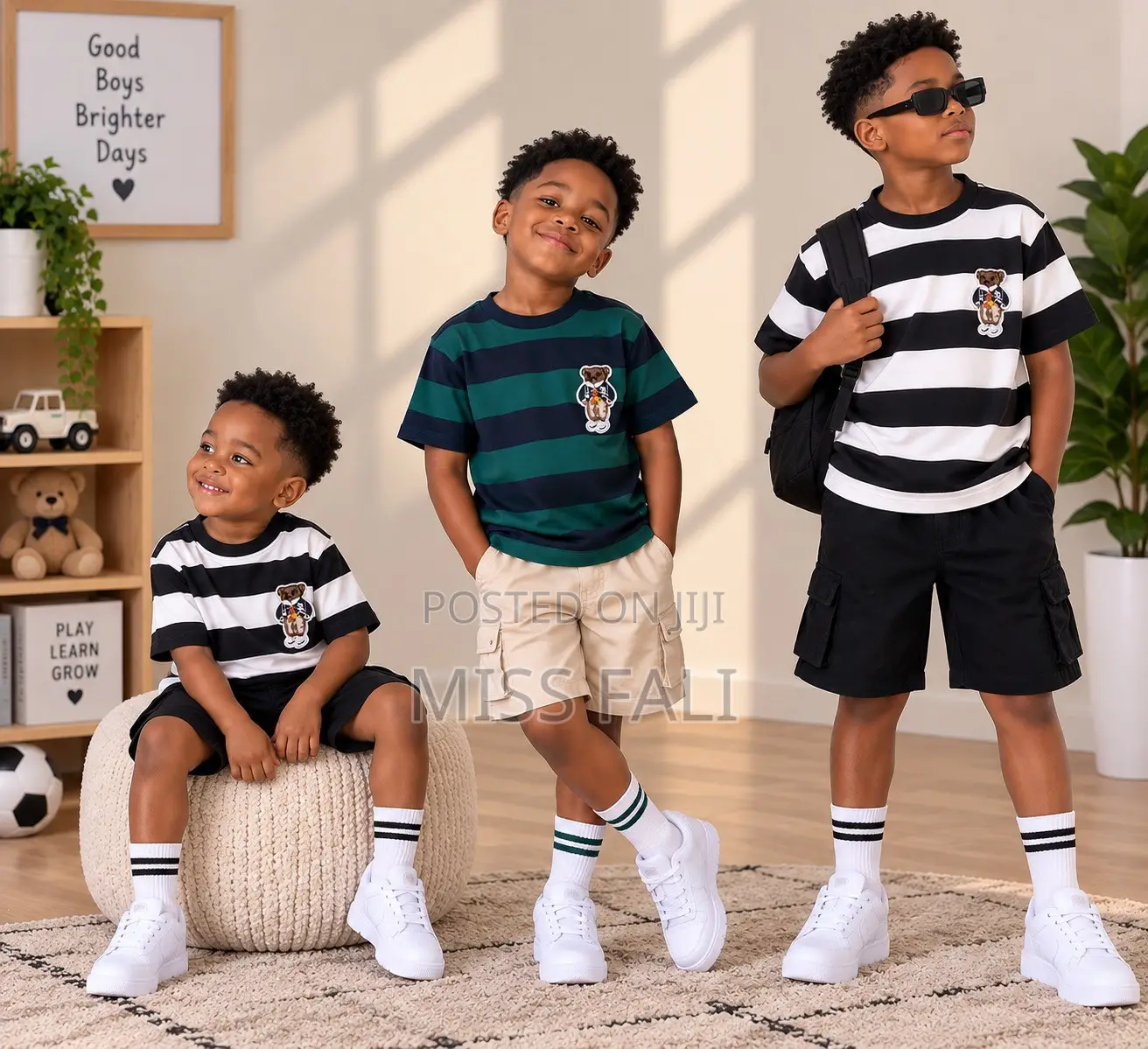 Little Bear Stripe Tee. 2-11Years