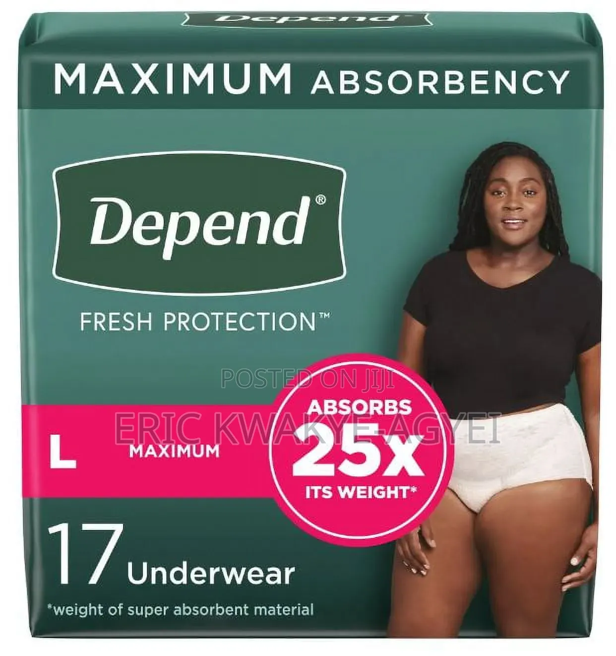 Depend Fit-Flex Incontinence Underwear for Women, Large, 17 Count