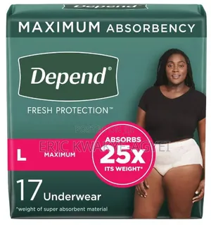Depend Fit-Flex Incontinence Underwear for Women, Large, 17 Count