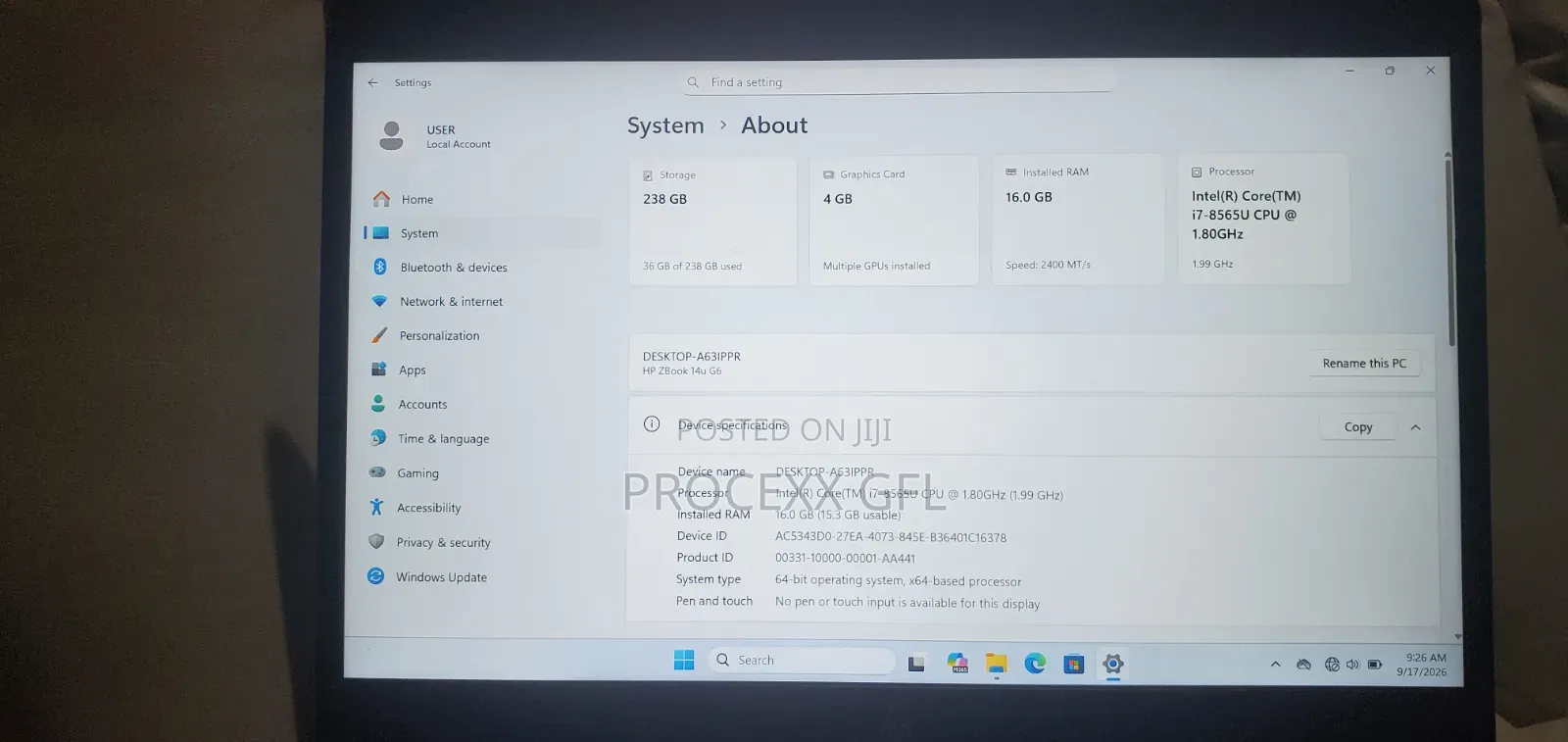 Laptop HP ZBook 14u G6 16GB Intel Core i7 SSD 256GB
