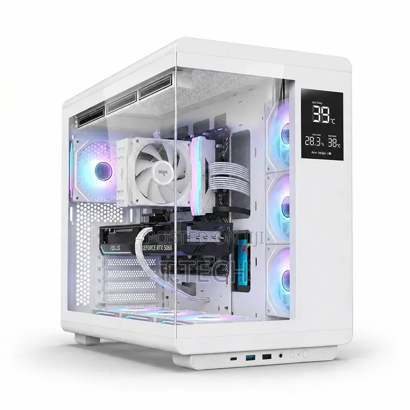 Gaming PC Case With 4 Fans, Digital Display Panel and USB-c Port