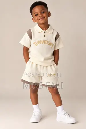 Cream and Cocoa Polo Set. 4-5Years