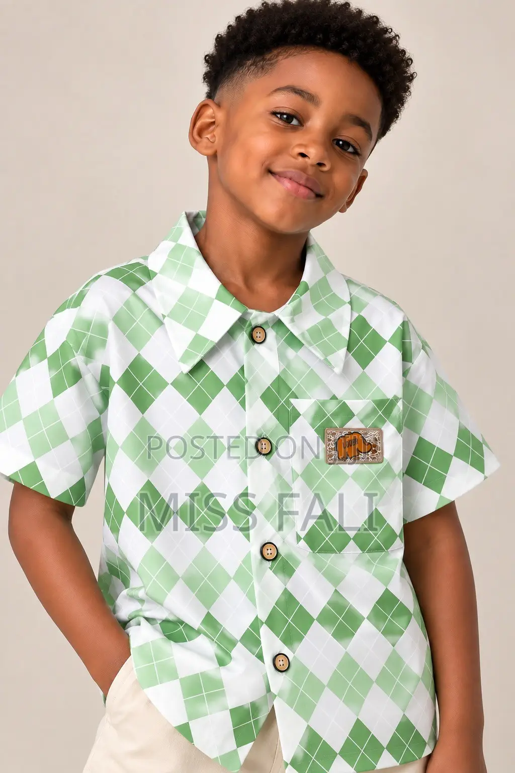 Mint Argyle Shirt. 9-10Years
