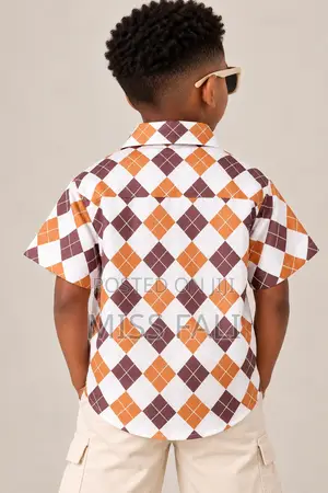 Rust and Cocoa Argyle Shirt. 9-10years