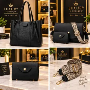 3-in-1 Women's Black Handbag Set 878279